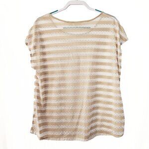 Cato Woman Beige and White Lace Stripped Sheer Tunic